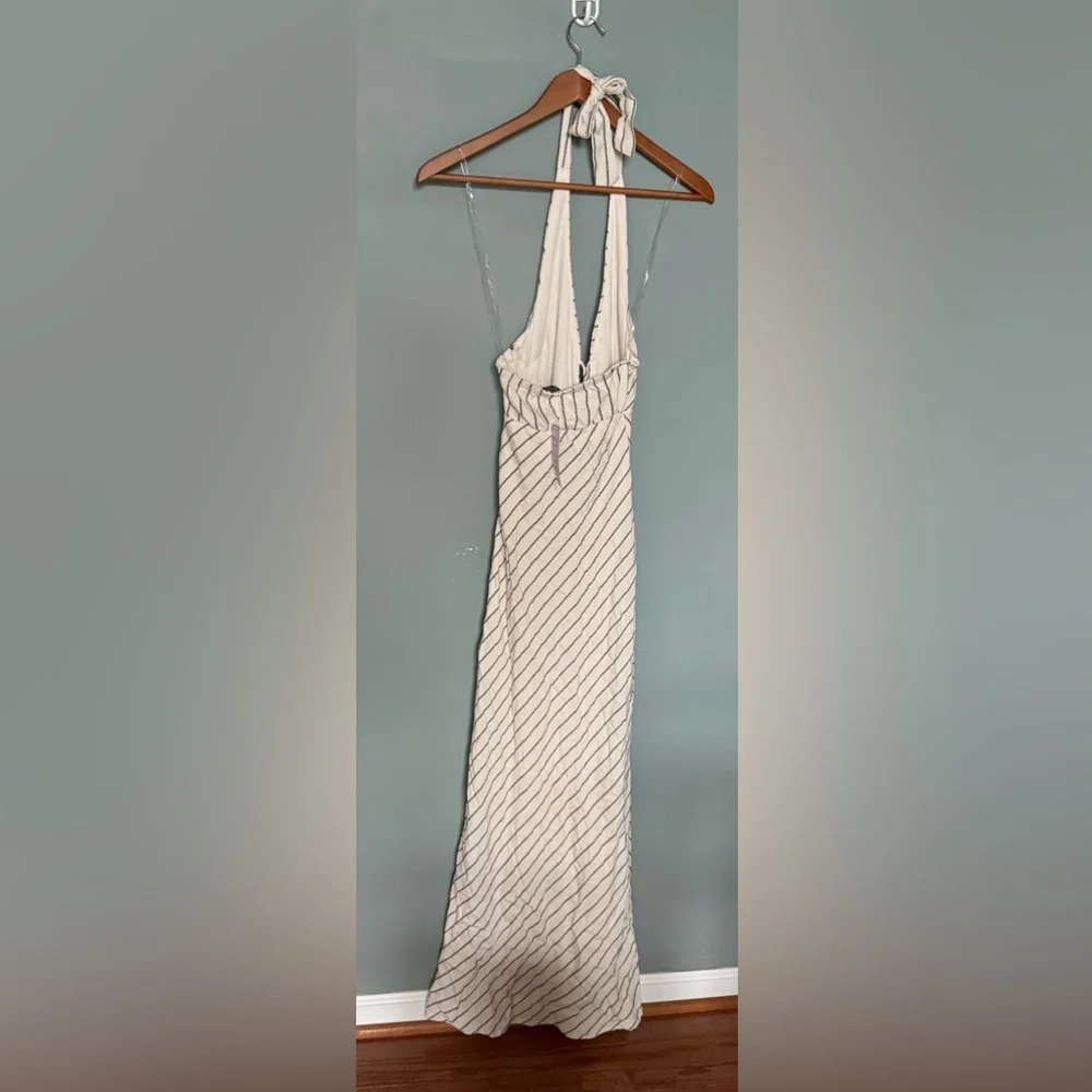 NWT Wild Fable Striped Halter Neck Maxi Dress - Cream white/Black - XS - Picture 6 of 11